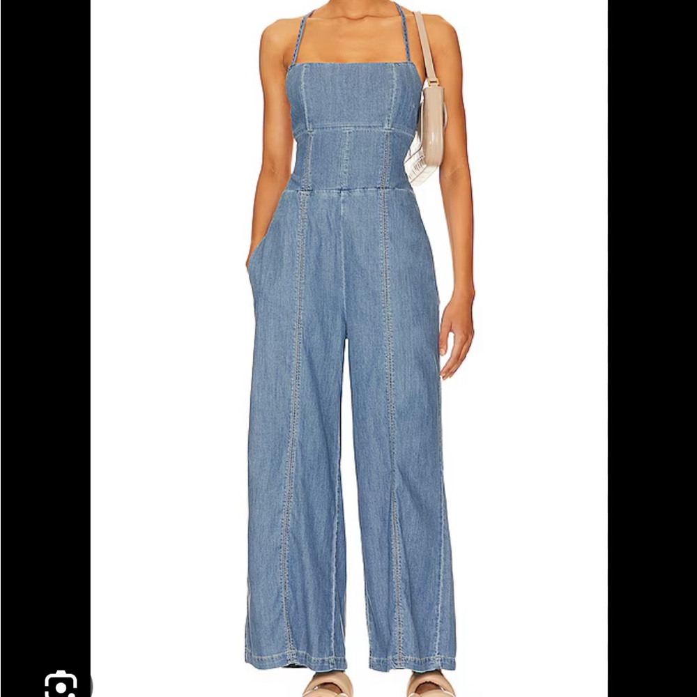 Free People Set The Mood Denim Jumpsuit/ Overalls